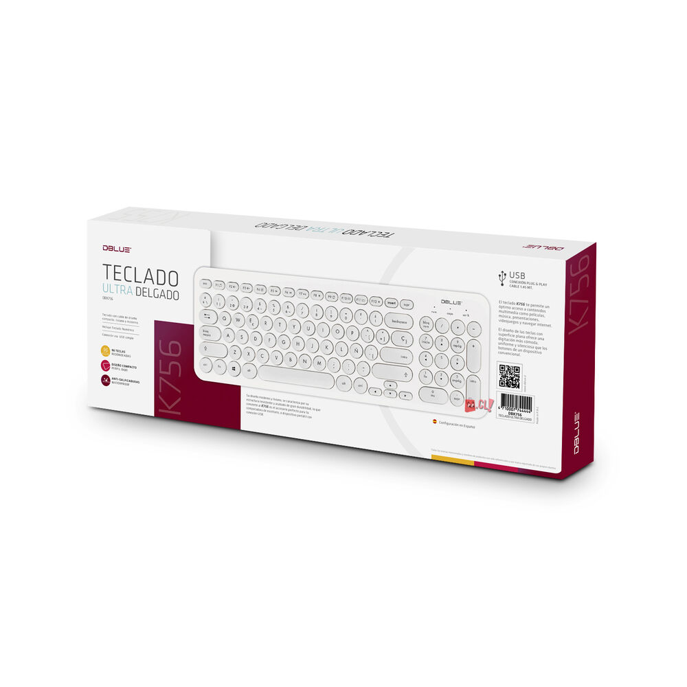 Teclado Usb Ultra Delgado Color Blanco Espa&ntilde;ol - Ps image number 2.0