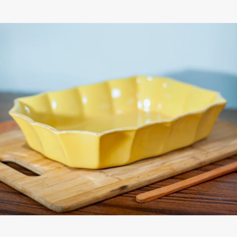 Fuente De Cer&aacute;mica P/horno Rectangular Mostaza image number 1.0