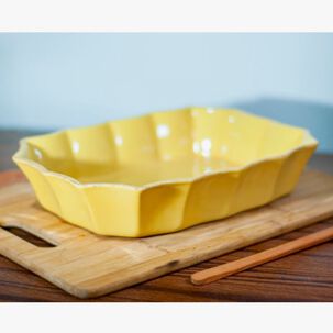 Fuente De Cer&aacute;mica P/horno Rectangular Mostaza