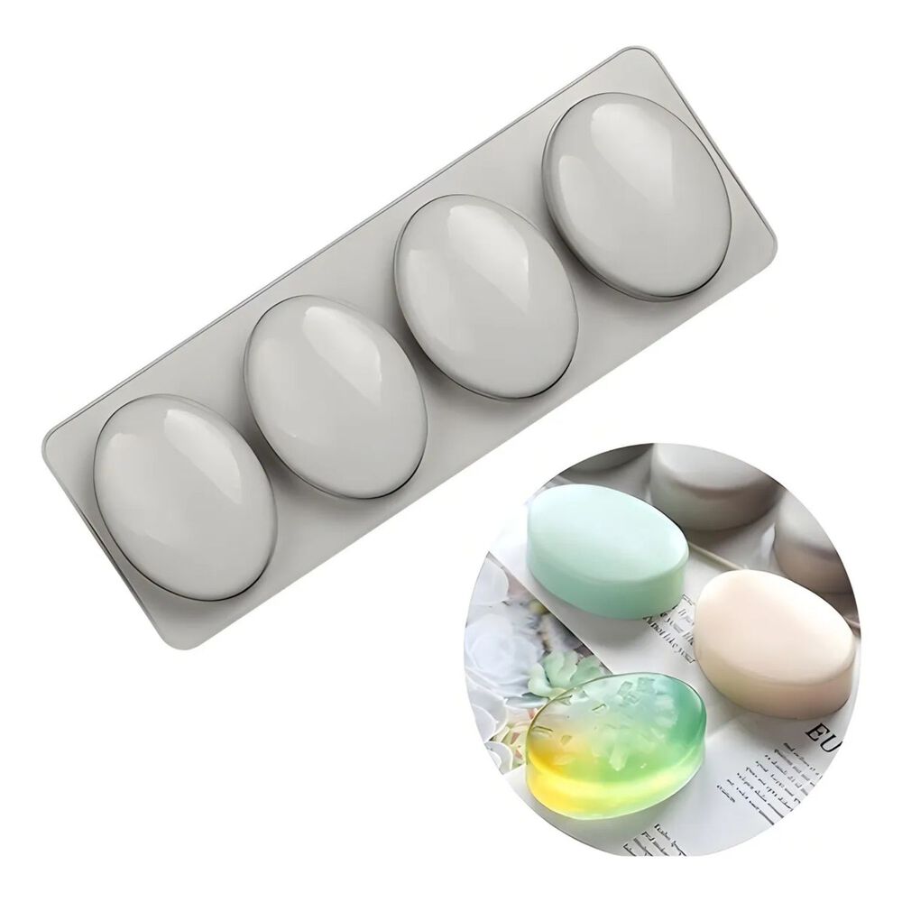 Moldes Silicona Jabon Ovalado Color Gris 4 Cavidades image number 0.0