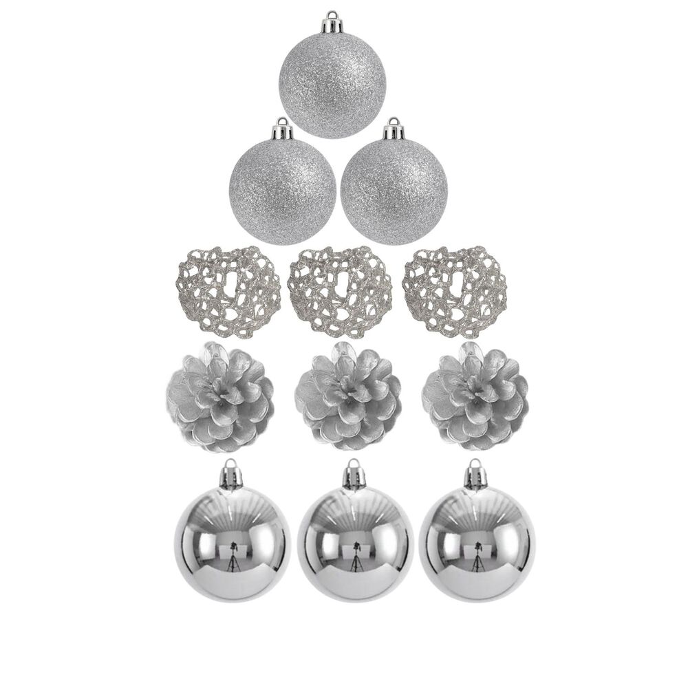 Set 12 Adornos Navideños Bambalinas Plateada 6cm Decoración image number 0.0