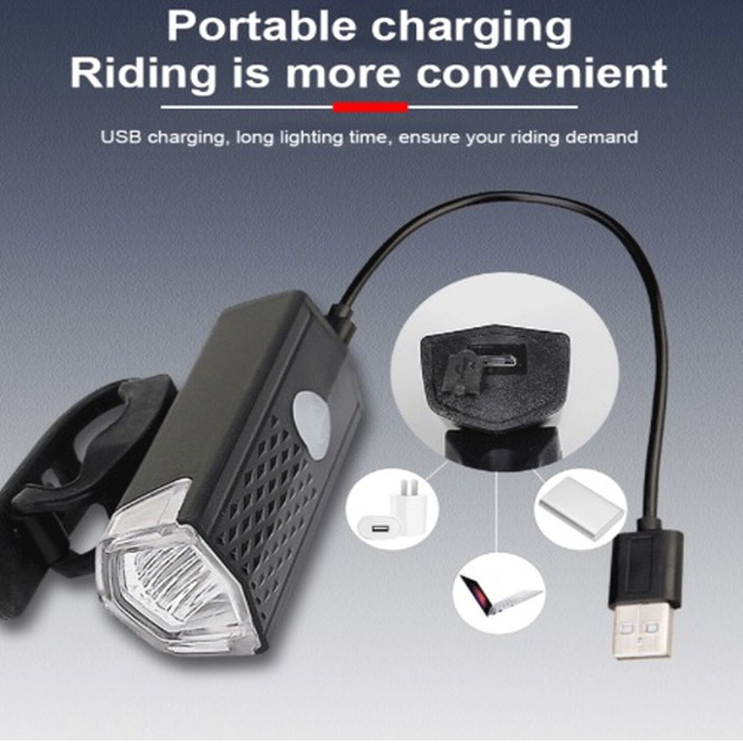 Luz Linterna Led Para Bicicleta Recargable Usb Frontal image number 3.0