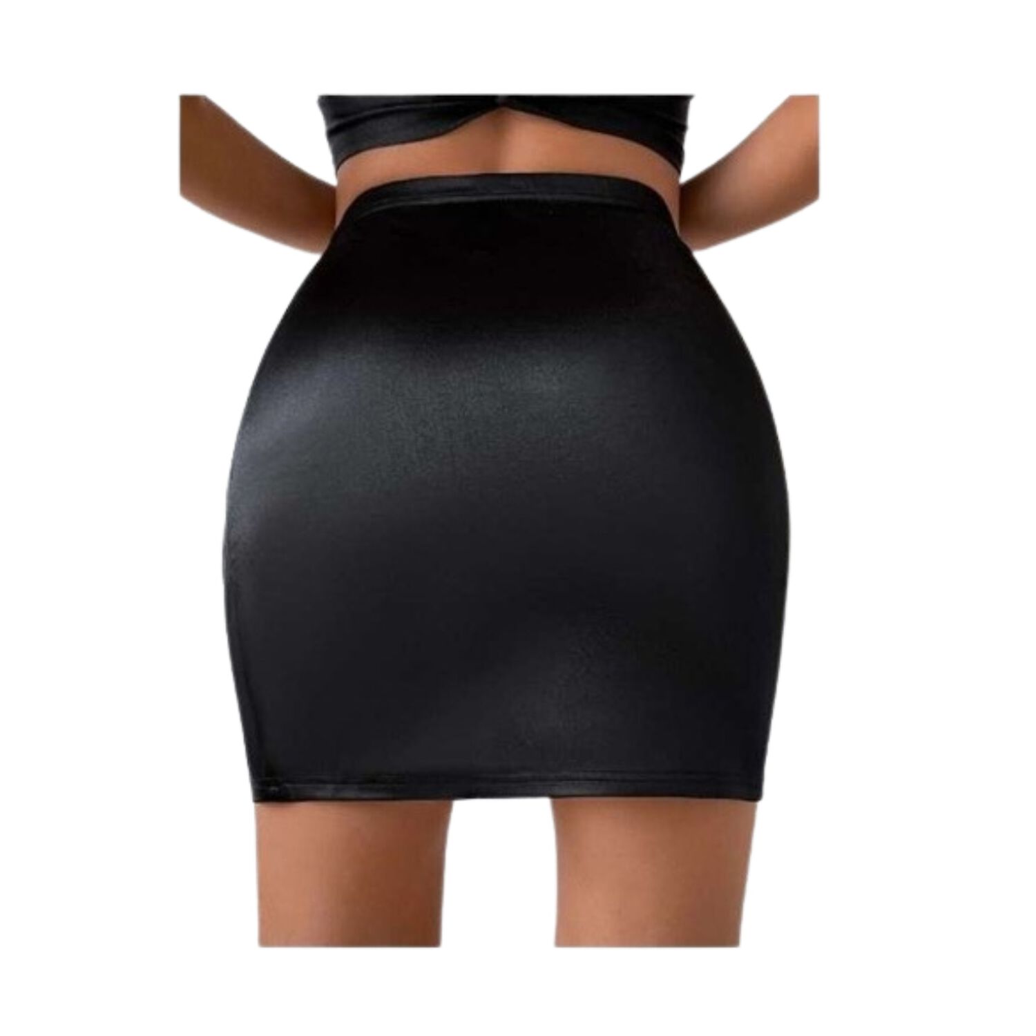 Falda Ecocuero Tiro Alto Abertura Cadena Fashion 2023 image number 2.0