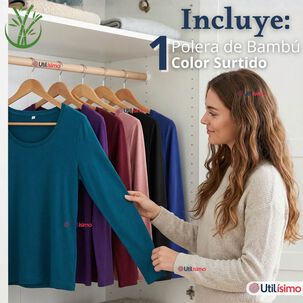 Camiseta Polera Bamb&uacute; Primera Capa Manga Larga Colores Surtidos Mujer
