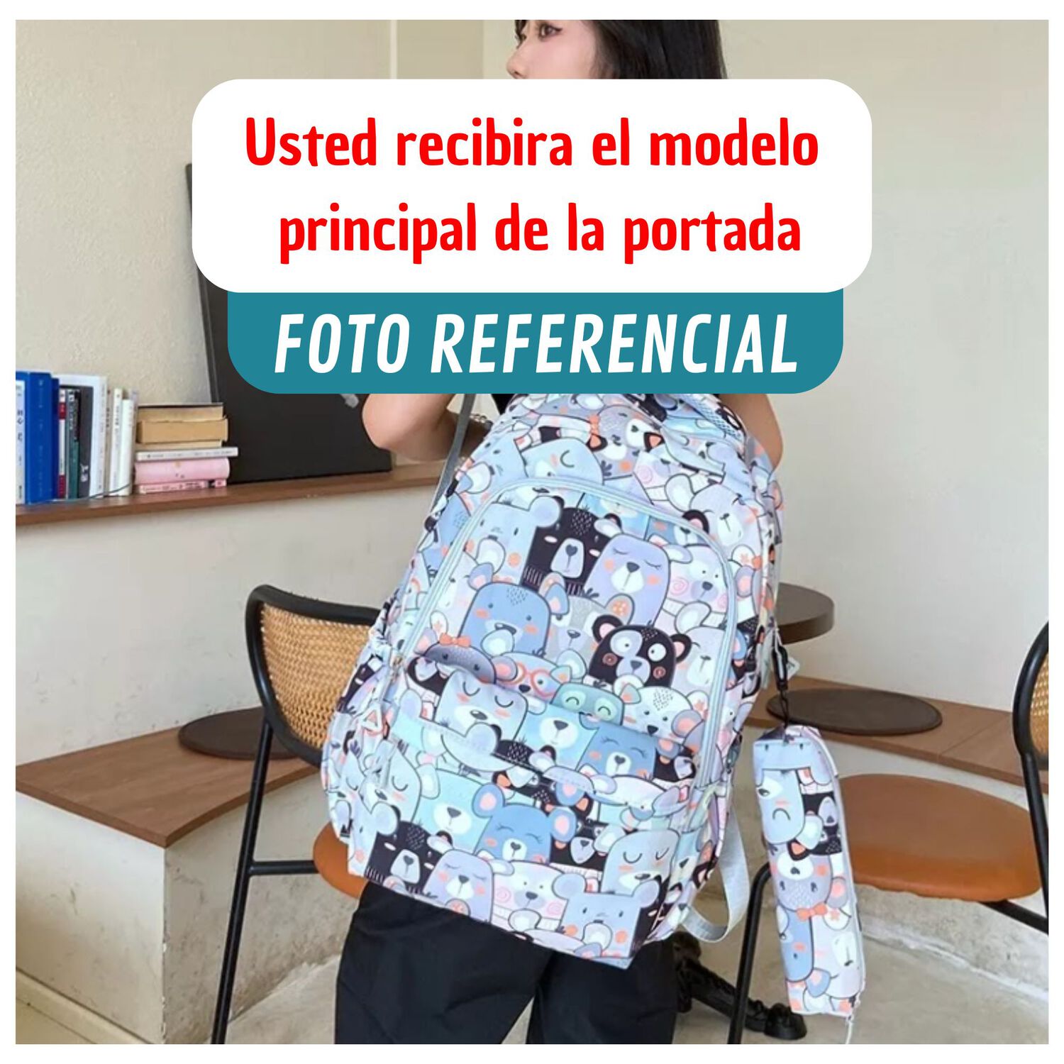Mochila 43cm Juvenil&nbsp;y&nbsp;escolar Dise&ntilde;o Estampado Pink Blue Cats image number 2.0
