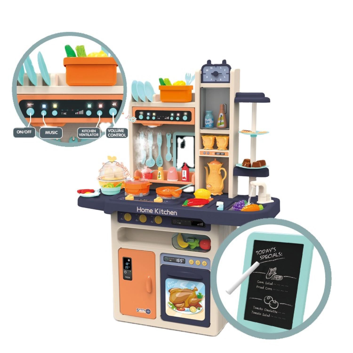 Juguete Set Cocina 65 Piezas Luz Sonido Azul Infantil 100cm image number 0.0
