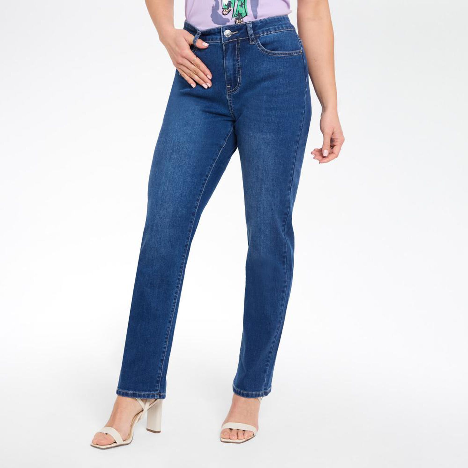 Jeans Cl&aacute;sico Tiro Medio Regular Mujer Geeps image number 2.0