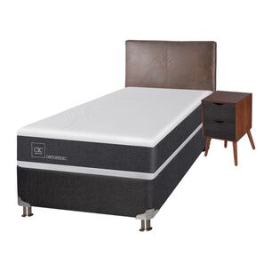 Box Spring Cic Ortopedic / 1.5 Plazas / Base Normal + Set De Maderas