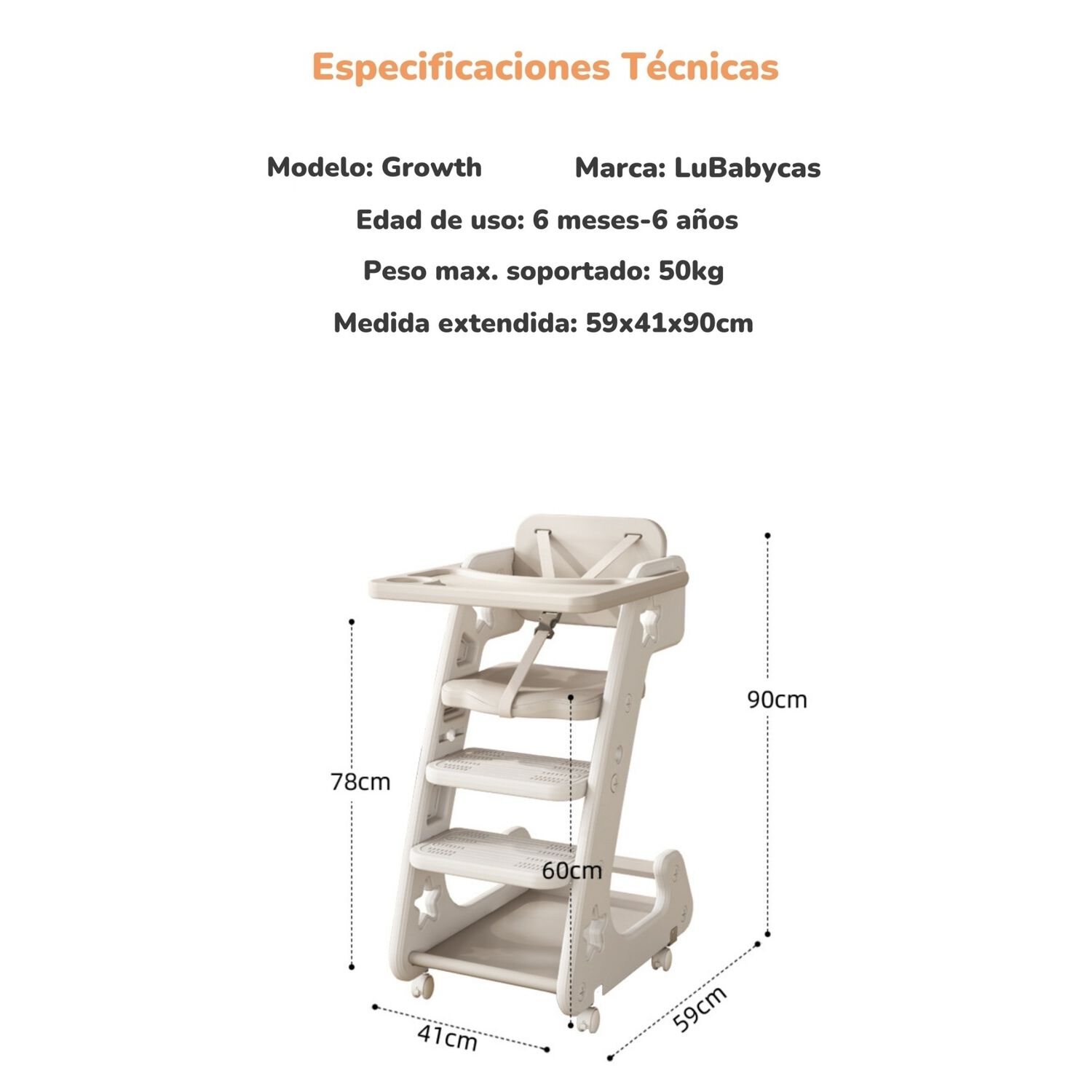 Silla De Comer Multifuncional Growth Cafe Lubabycas image number 7.0