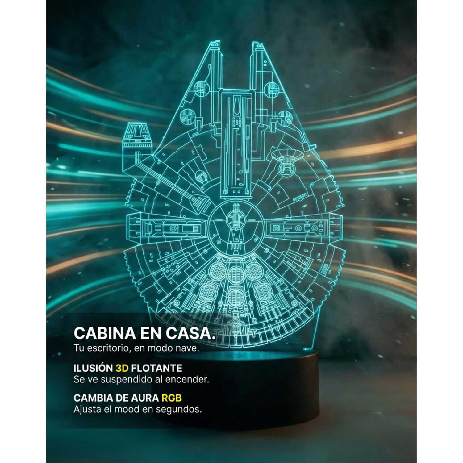 Lampara 3d Star Wars Halcon Milenario image number 2.0
