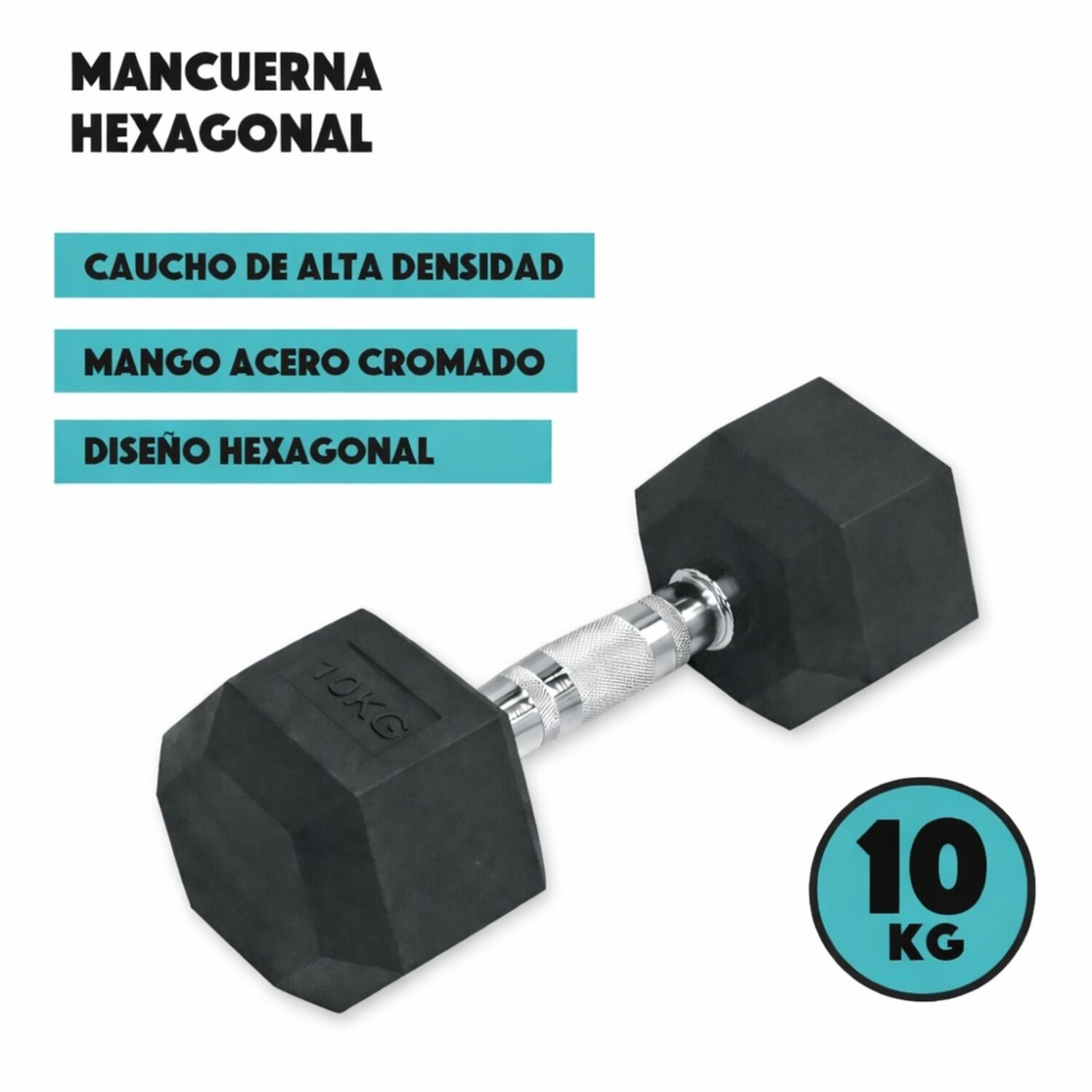 Mancuerna Hexagonal 10kg Acero Caucho Antideslizante image number 2.0