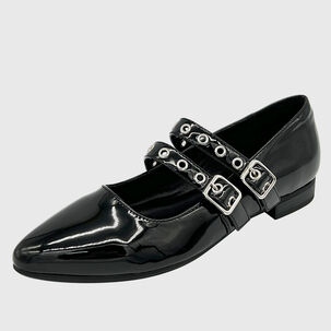 Ballerina Para Mujer Plana Charol Negro