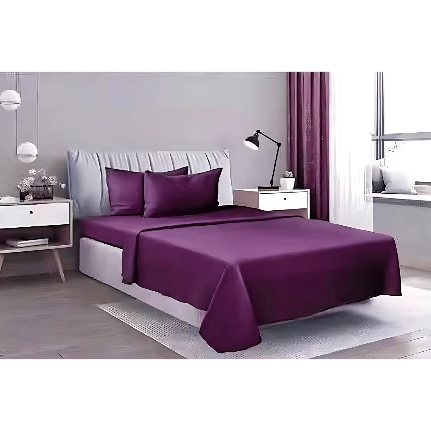 Sabanas 2 Plazas Elasticada 4 Piezas Polar 144 Hilos Violeta Oscuro image number 2.0
