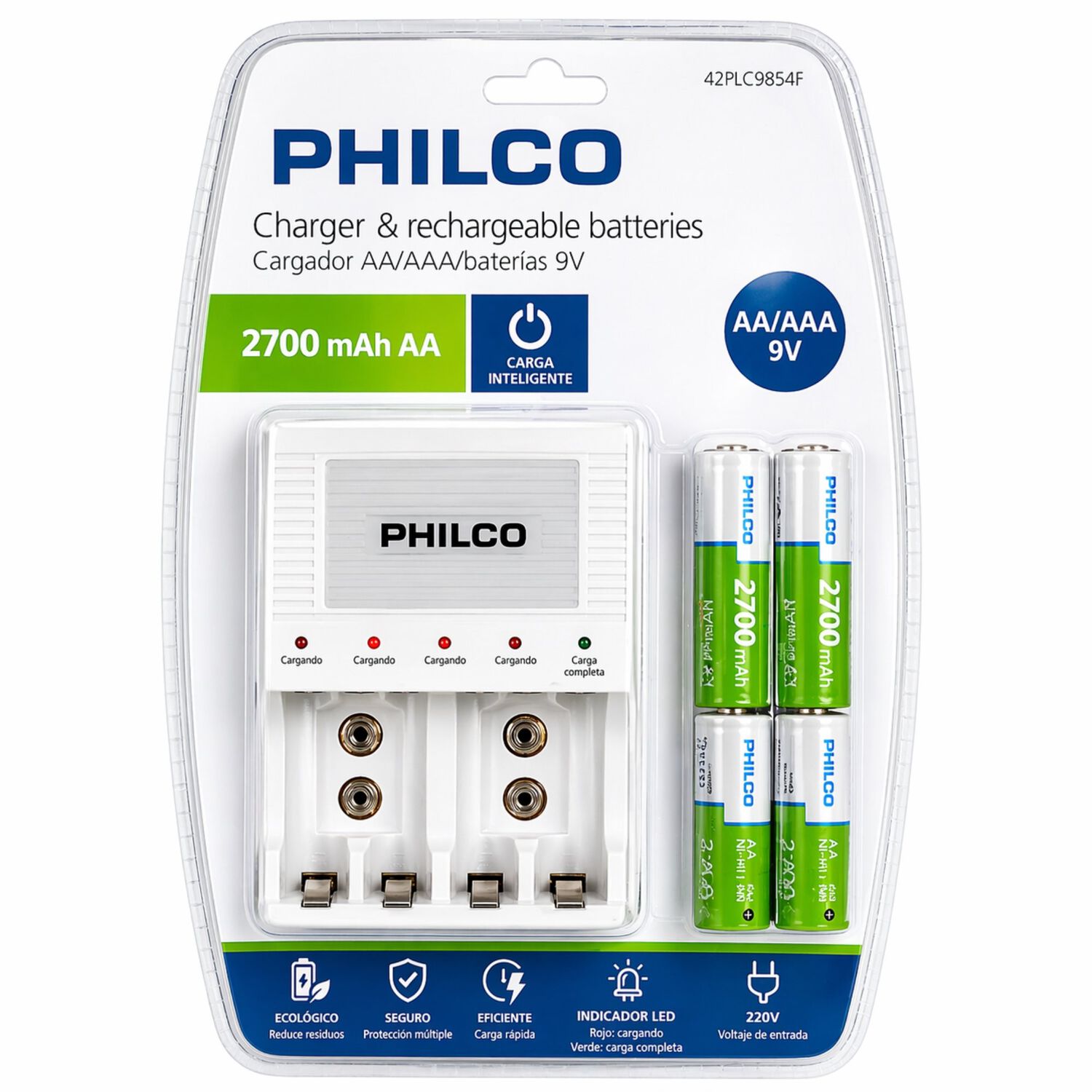 Cargador De Pilas + 4 Pilas Aa 2700 Mah Pre Cargadas Philco image number 3.0