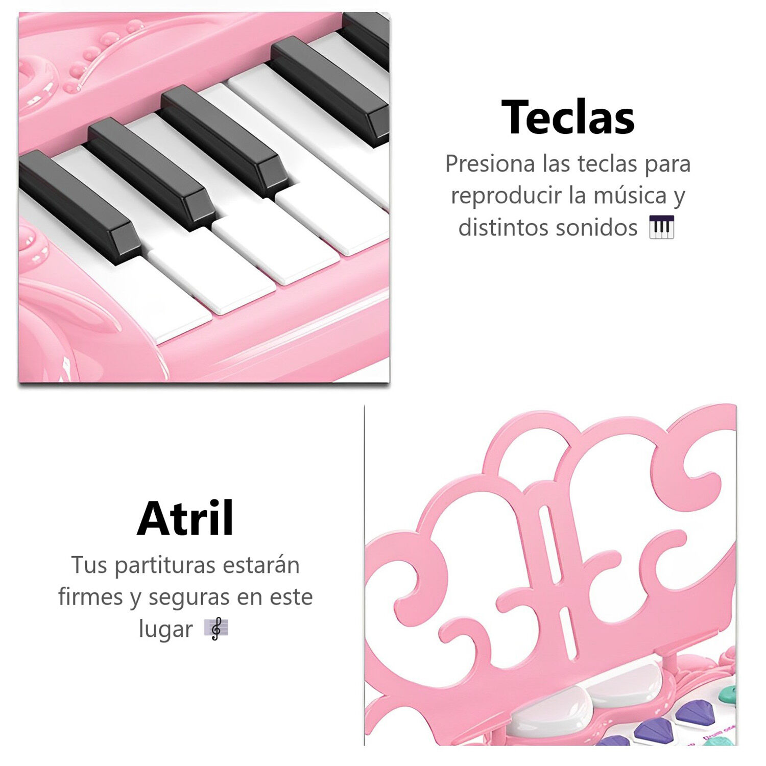 Piano Juguete Teclado Infantil Con Micr&oacute;fono Y Taburete image number 3.0