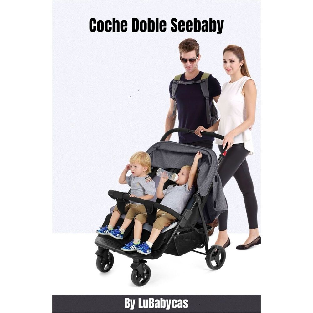 Coche Doble Reclinable 4 A&ntilde;os Seebaby Gris Lubabycas image number 6.0