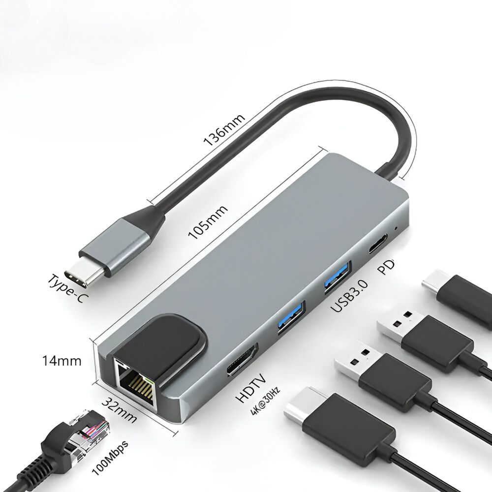 Docking Station Type-c 100w + Hdmi 4k+ Ethernet+ Hub Usb 3.0 image number 9.0