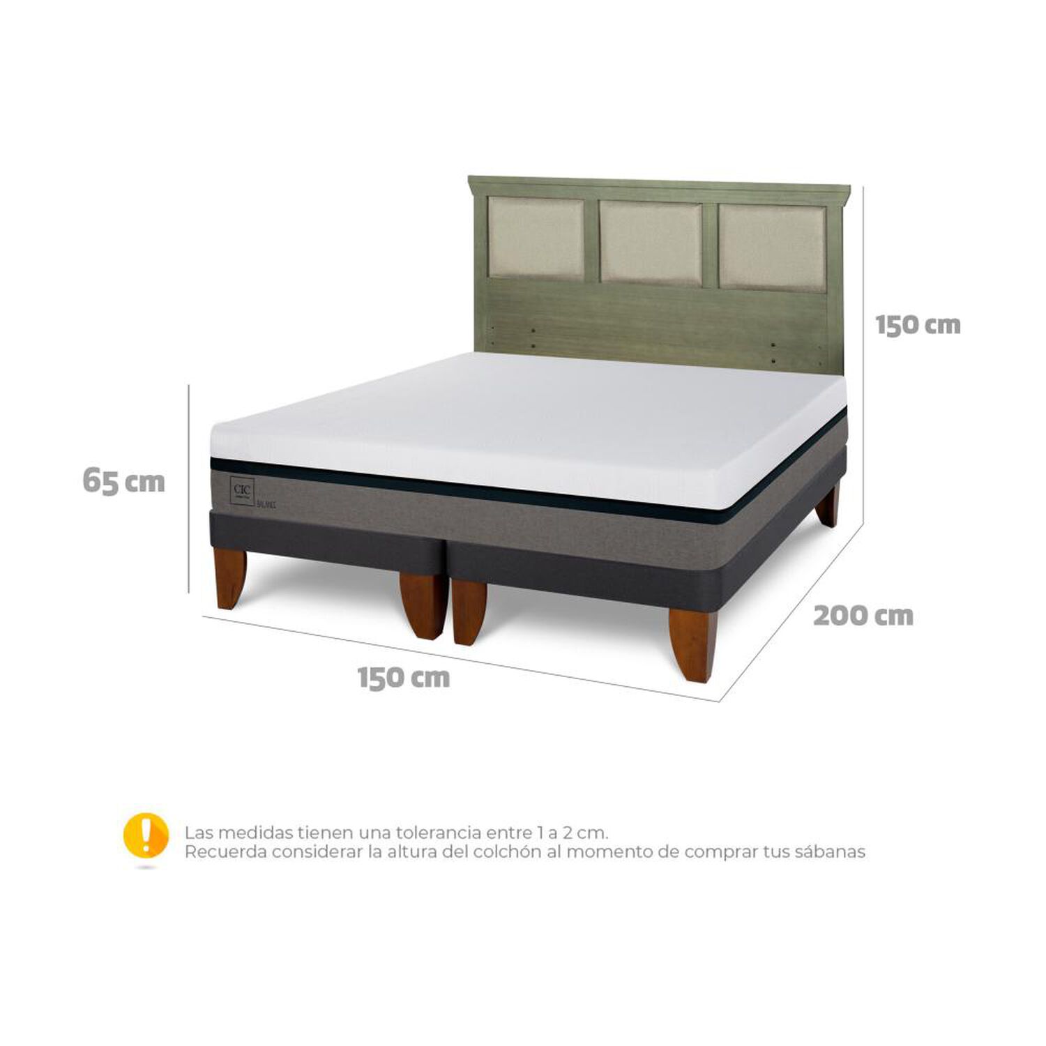 Cama Europea Cic Balance / 2 Plazas / Base Dividida + Respaldo image number 6.0