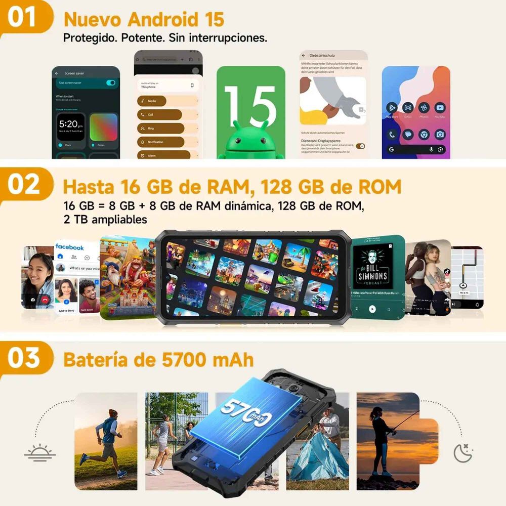 Ulefone Rugking 3 Pro Rugerizado Android 15 Resistente Agua image number 7.0