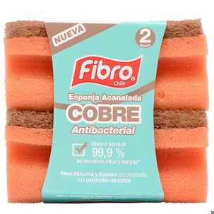Esponja Cocina Cobre Antibacterial Acanalada 2 Un - Fibro