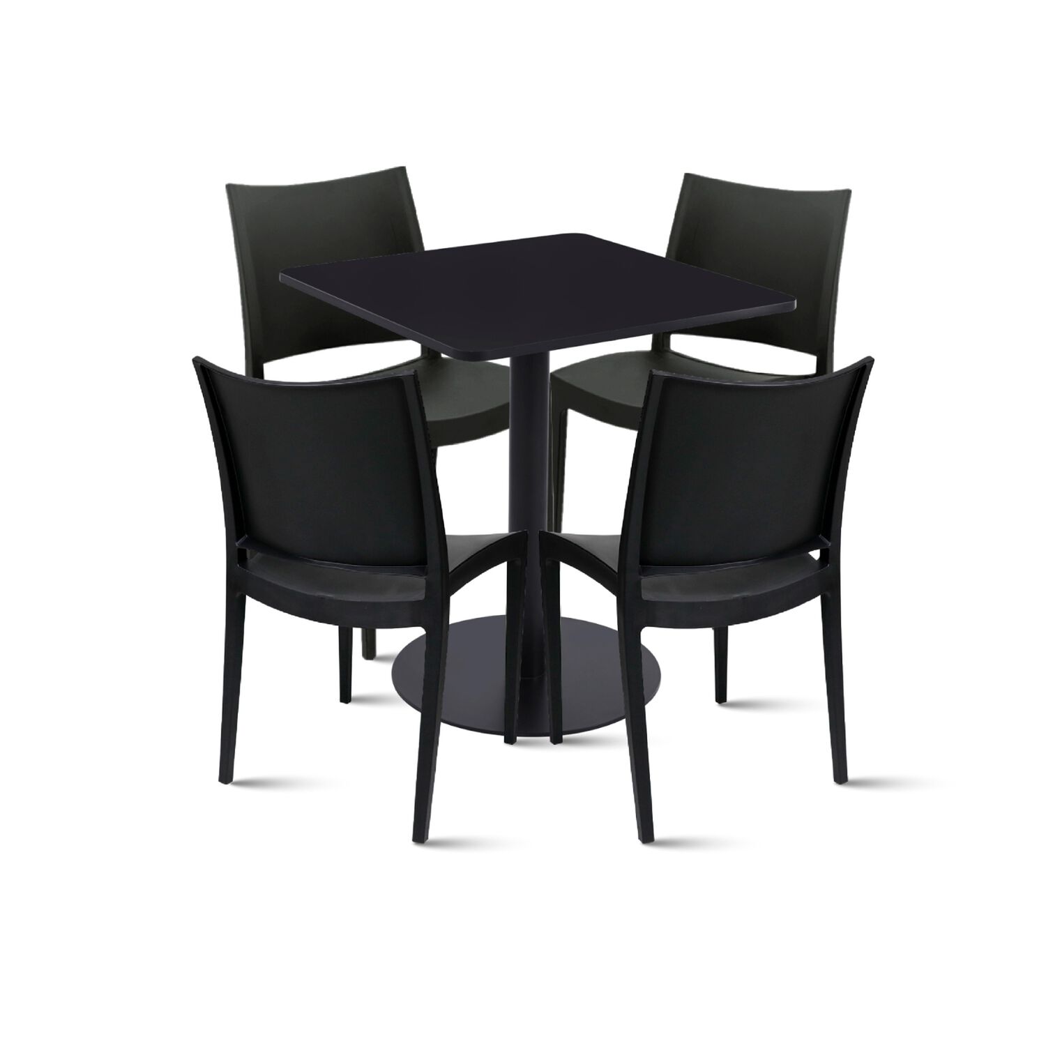 Mesa Restaurant 70x70 Tubo Metal Cubierta Mdf + 4 Sillas Restaurante - Negra image number 0.0
