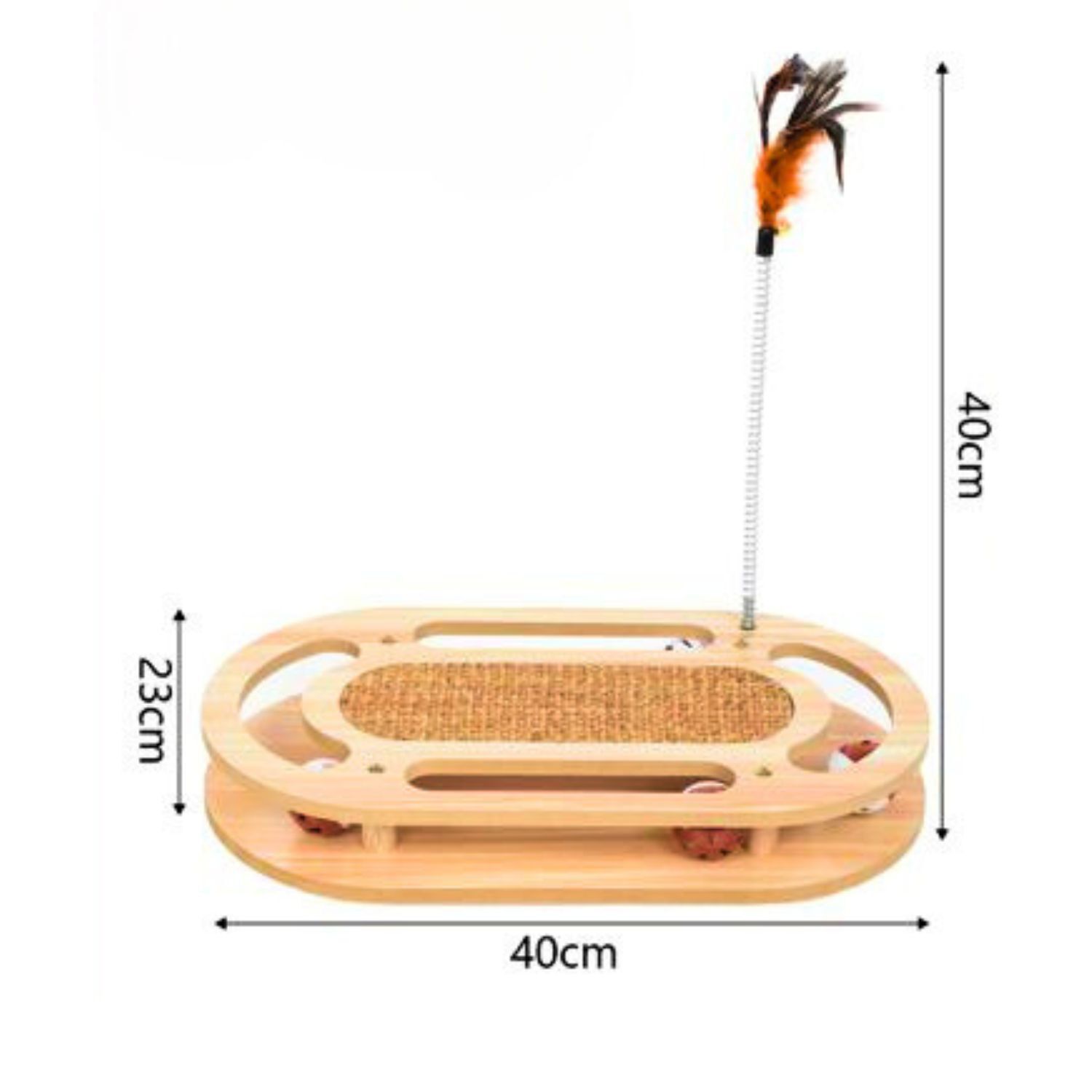 Juguete Rascador Interactivo Para Gato De Madera Pluma Pelota image number 2.0