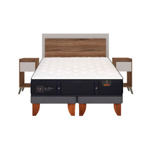 Cama Europea Cic Premium / 2 Plazas / Base Dividida + Set De Maderas Milan
