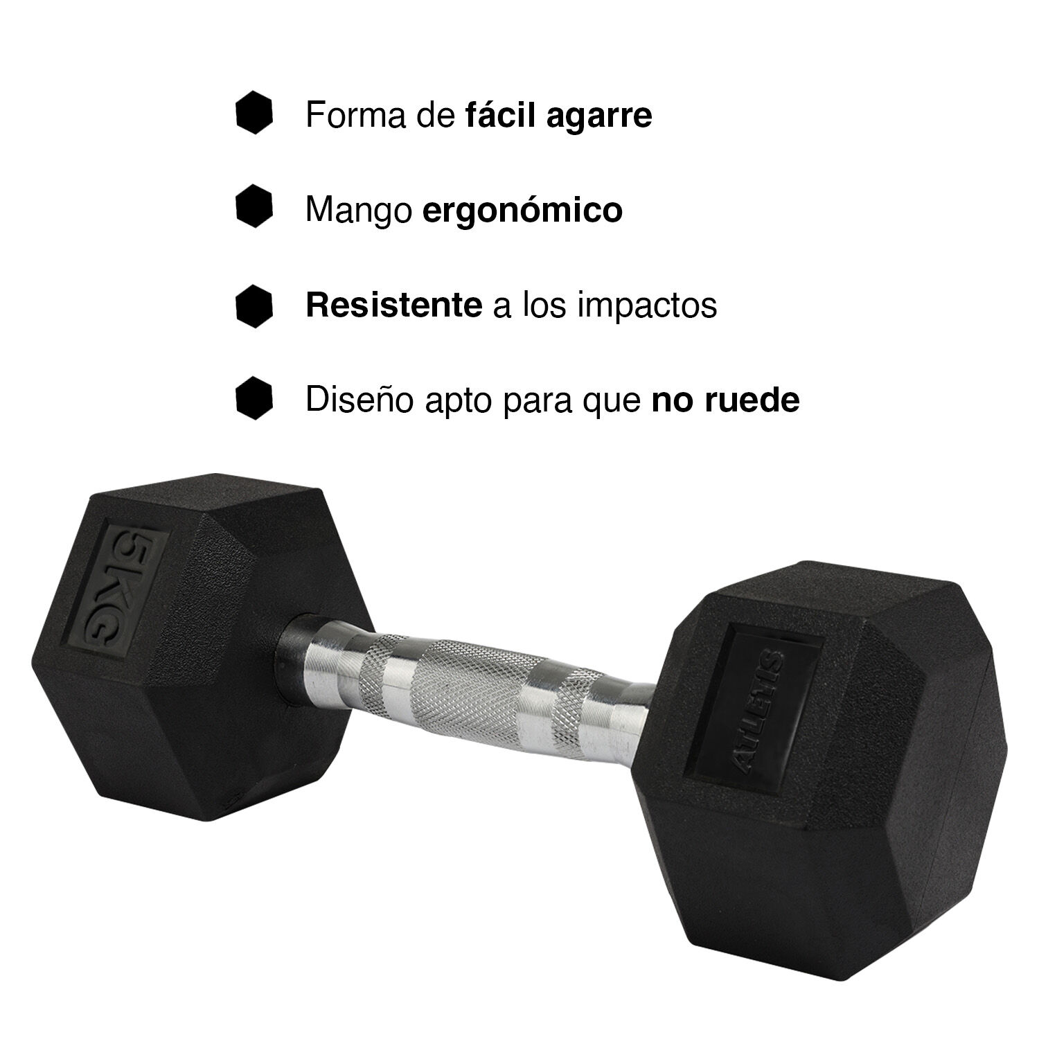 Mancuerna Hexagonal 5 Kg Negro image number 4.0