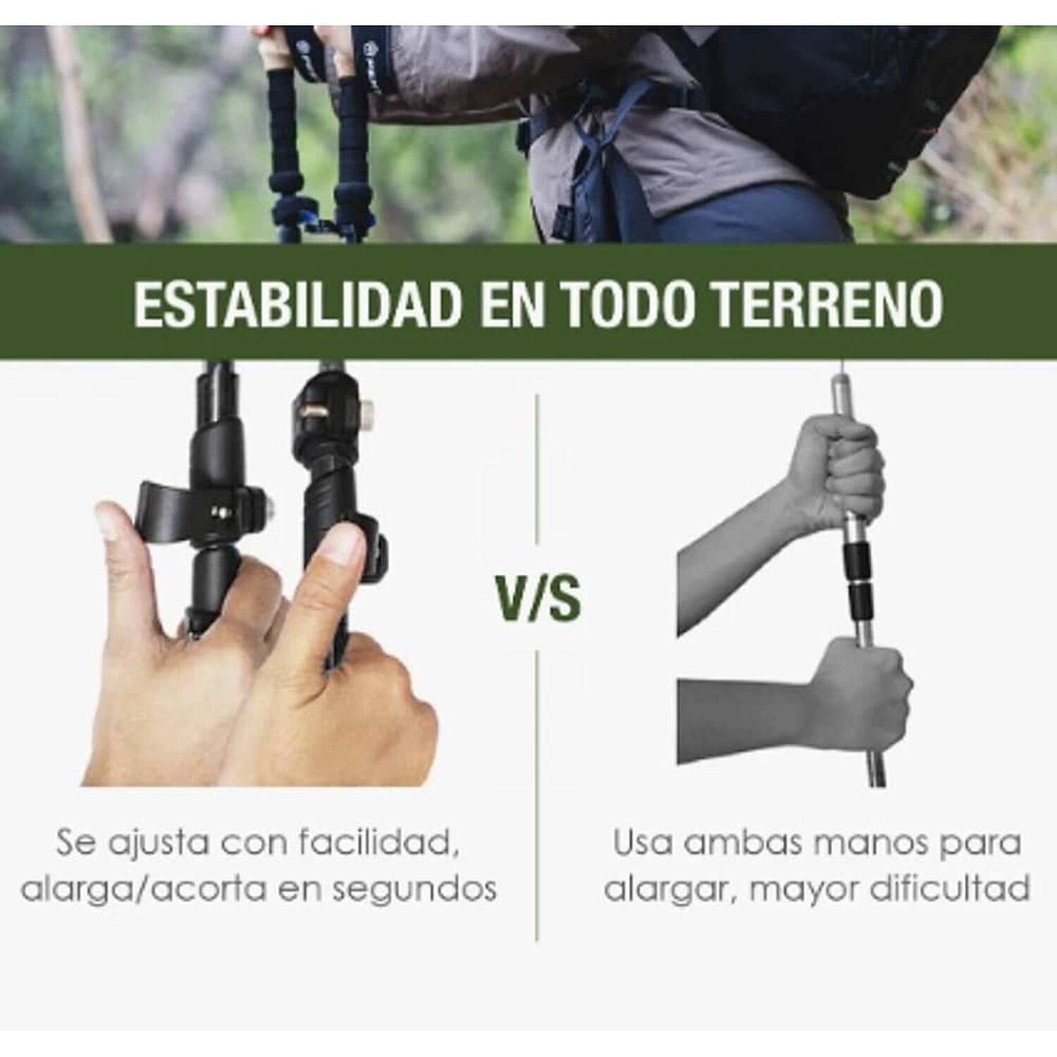 Bastones De Trekking Set De 2 Plegables Aluminio image number 6.0