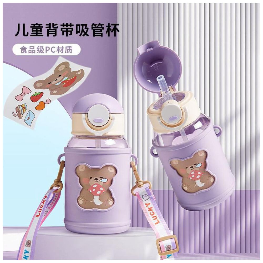 Botella De Agua Portatil 620ml Osito Kawaii Morado Infantil image number 2.0