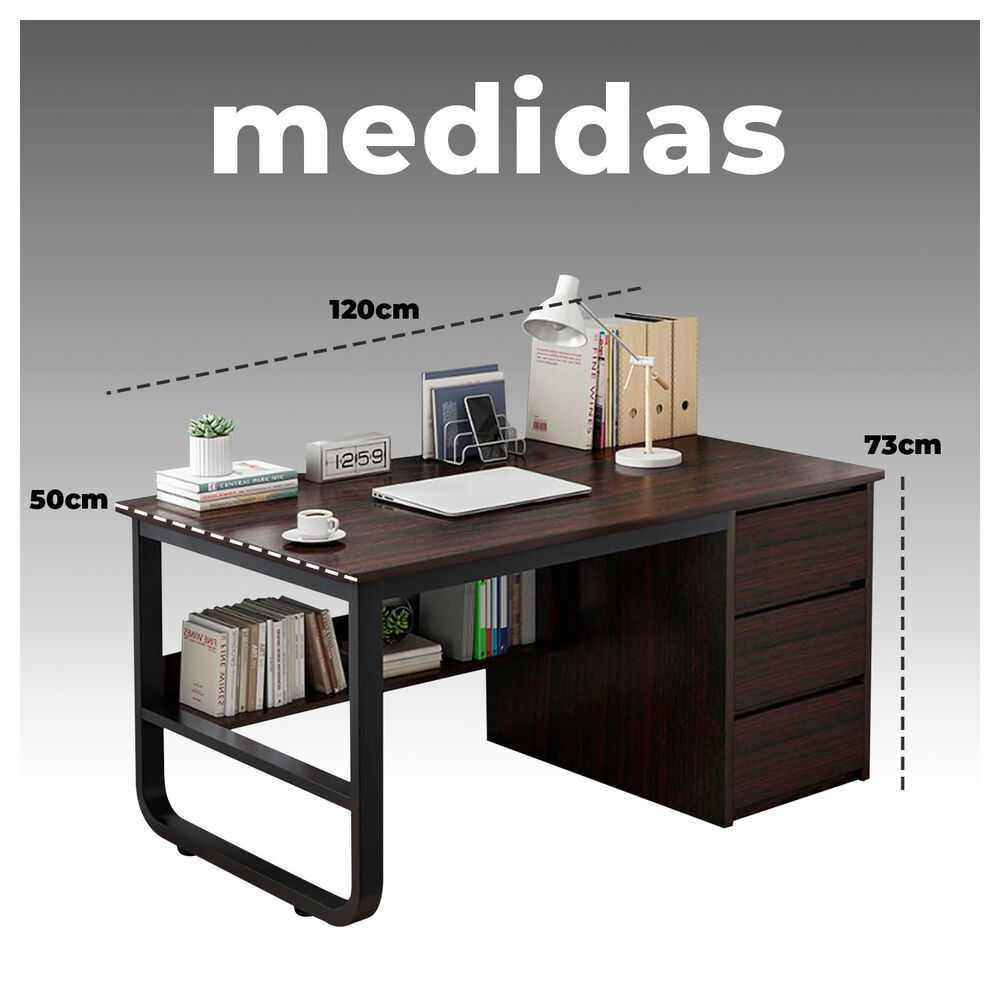 Escritorio Ejecutivo Moderno Con Cajonera Y Estanter&iacute;a Oficina Y Home Office image number 4.0