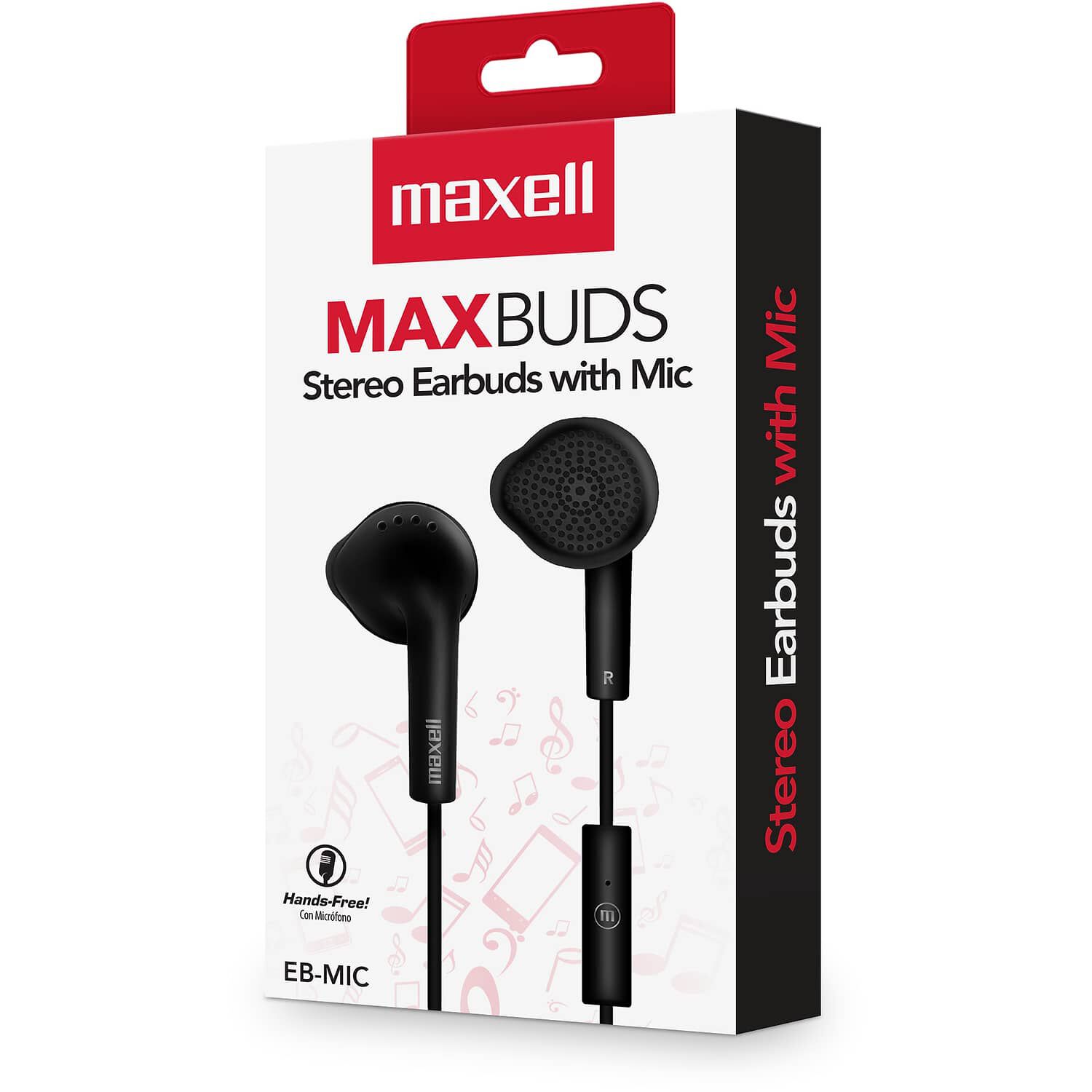 Aud&iacute;fonos Eb-mic Est&eacute;reo De Bot&oacute;n Con Mic Negro - Maxell image number 2.0
