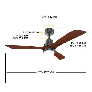 Ventilador De Techo 3 Aspas Madera Y Luz Led