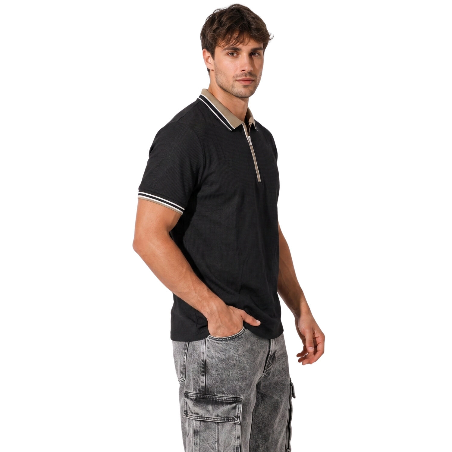 Polera Hombre Cuello Polo Con Cierre Slim Fit Milano image number 1.0