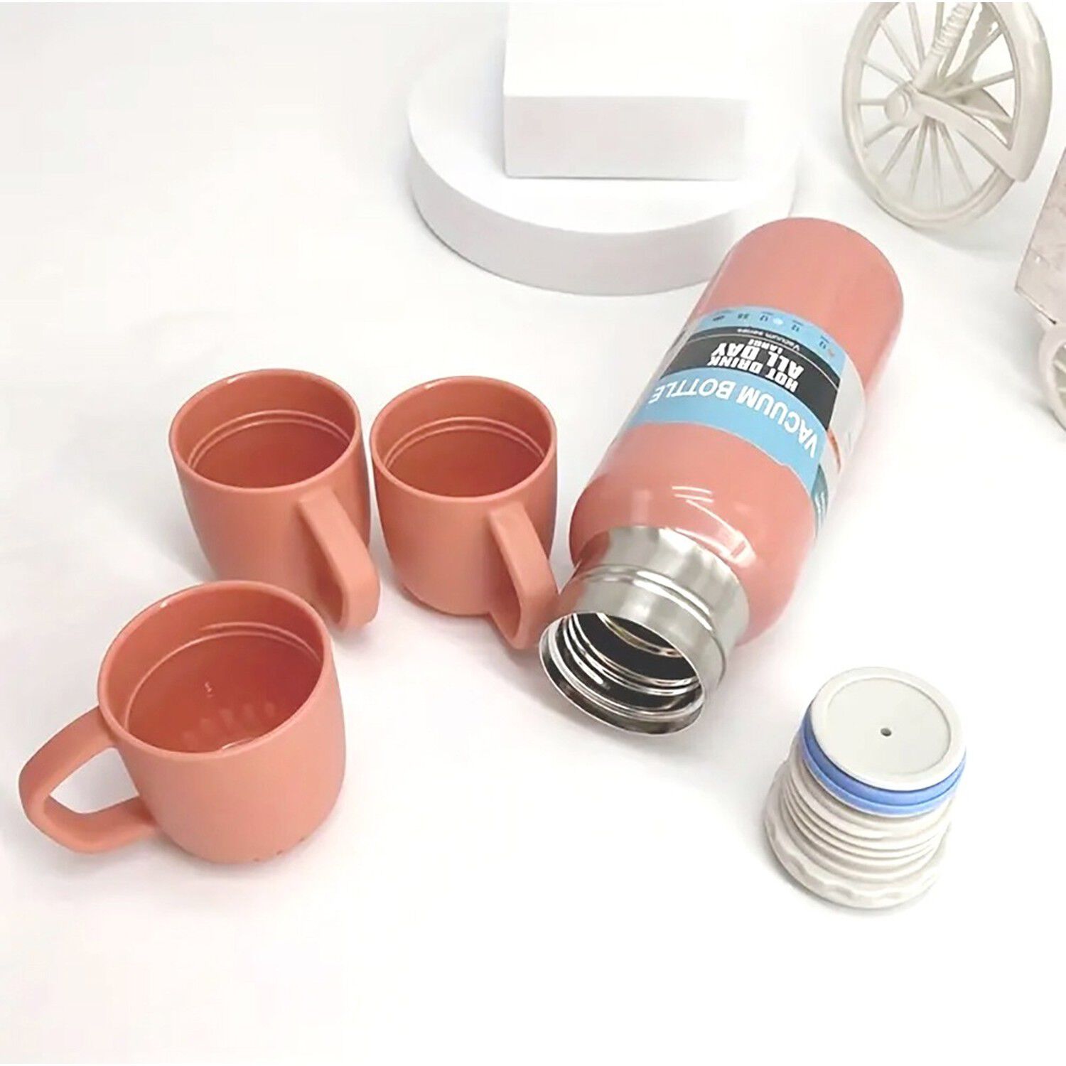 Termo T&eacute;rmico 700ml Acero Inoxidable 3 Tazas Viajes image number 1.0
