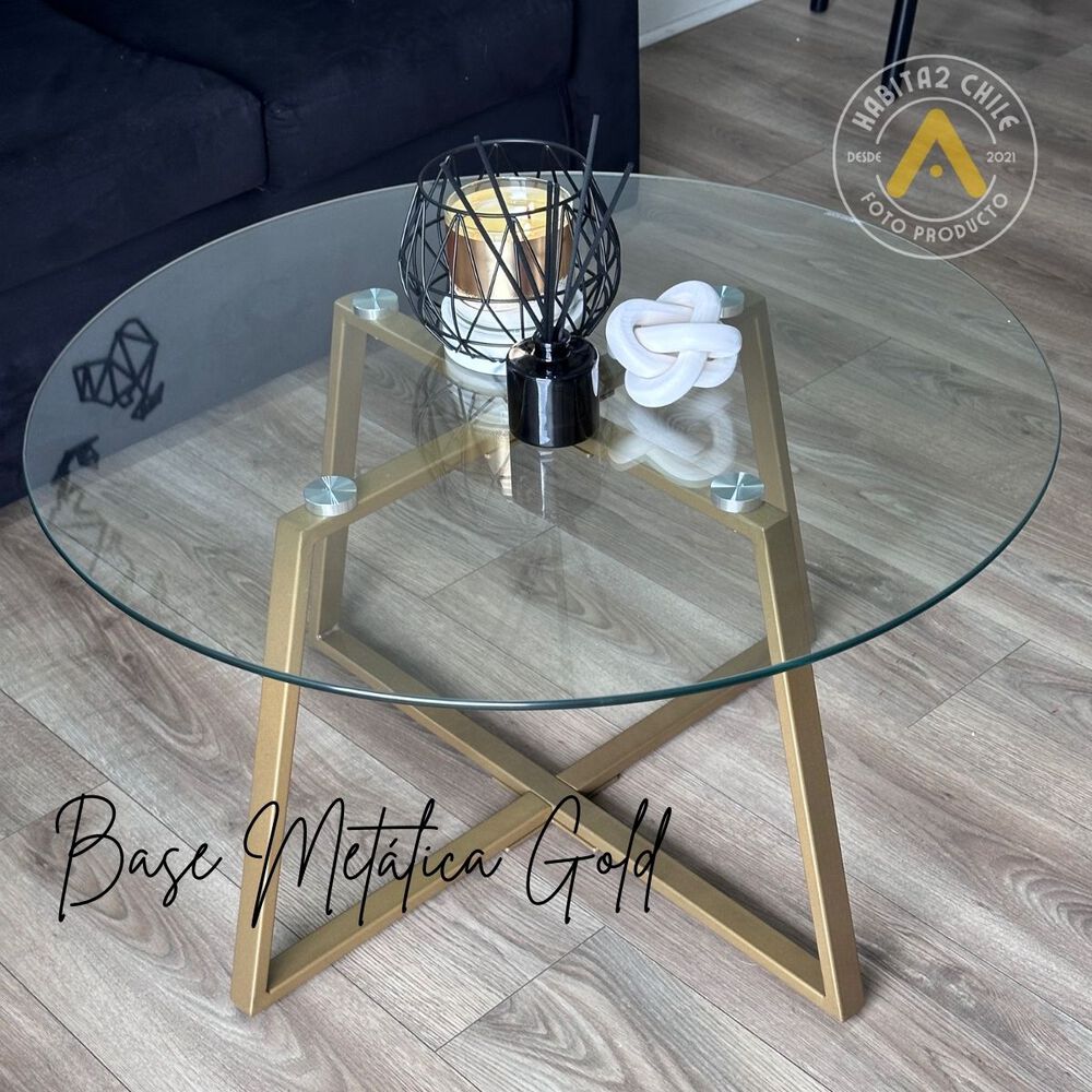 Mesa De Centro Gold Con Tope De Vidrio Y Patas Metalicas Doradas image number 3.0