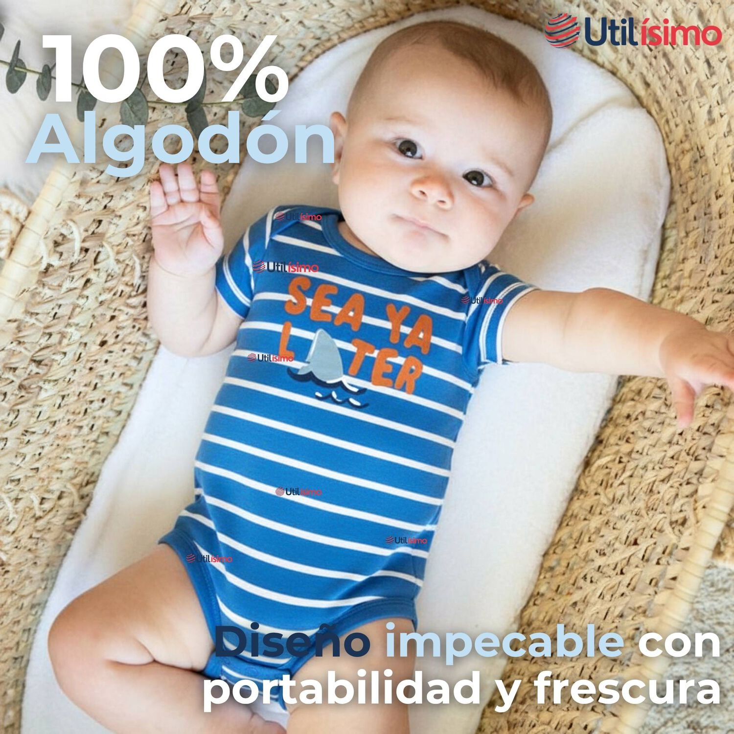 Pack 5 Bodys Ni&ntilde;o Sin Manga Tedmimak 100% Algod&oacute;n Baby Shark image number 2.0
