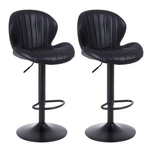 Pack 2 Pisos De Bar Lounge Con Respaldo Y Reposapi&eacute;s Negro