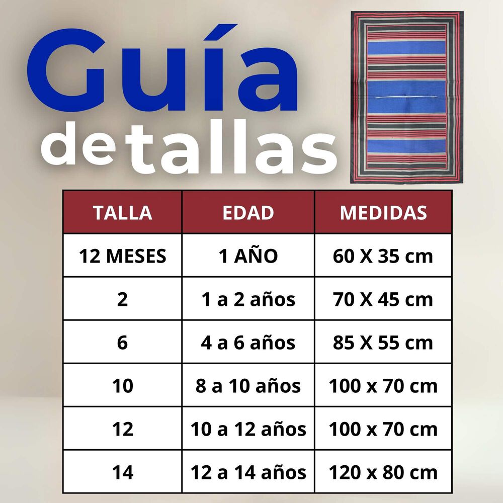 Poncho Manta Huaso Cueca Fiestas Patrias Para Ni&ntilde;os image number 2.0