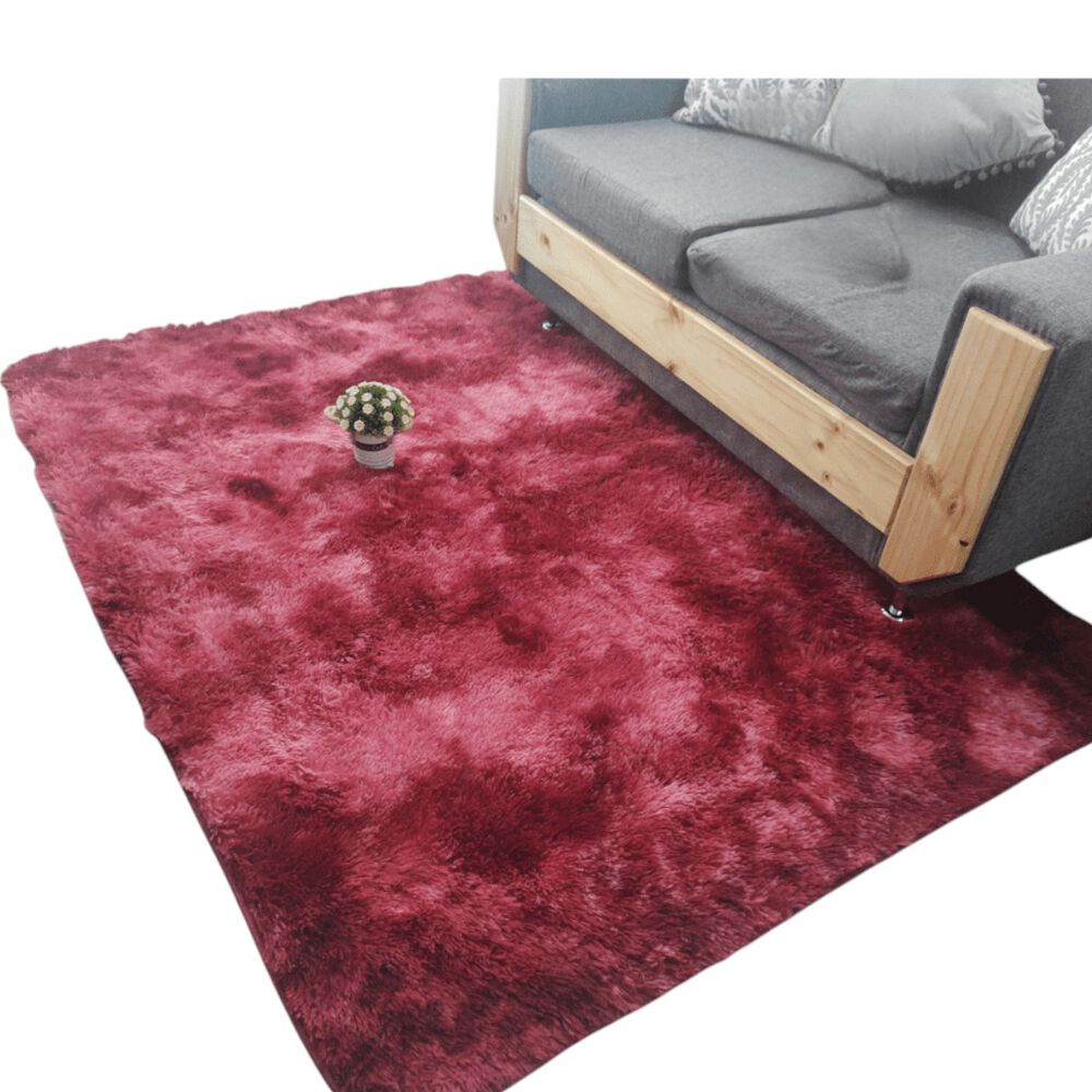 Alfombra Para Living Peluda Tipo Shaggy Medida 200cm X 240cm Color Burdeo Jaspeado image number 0.0