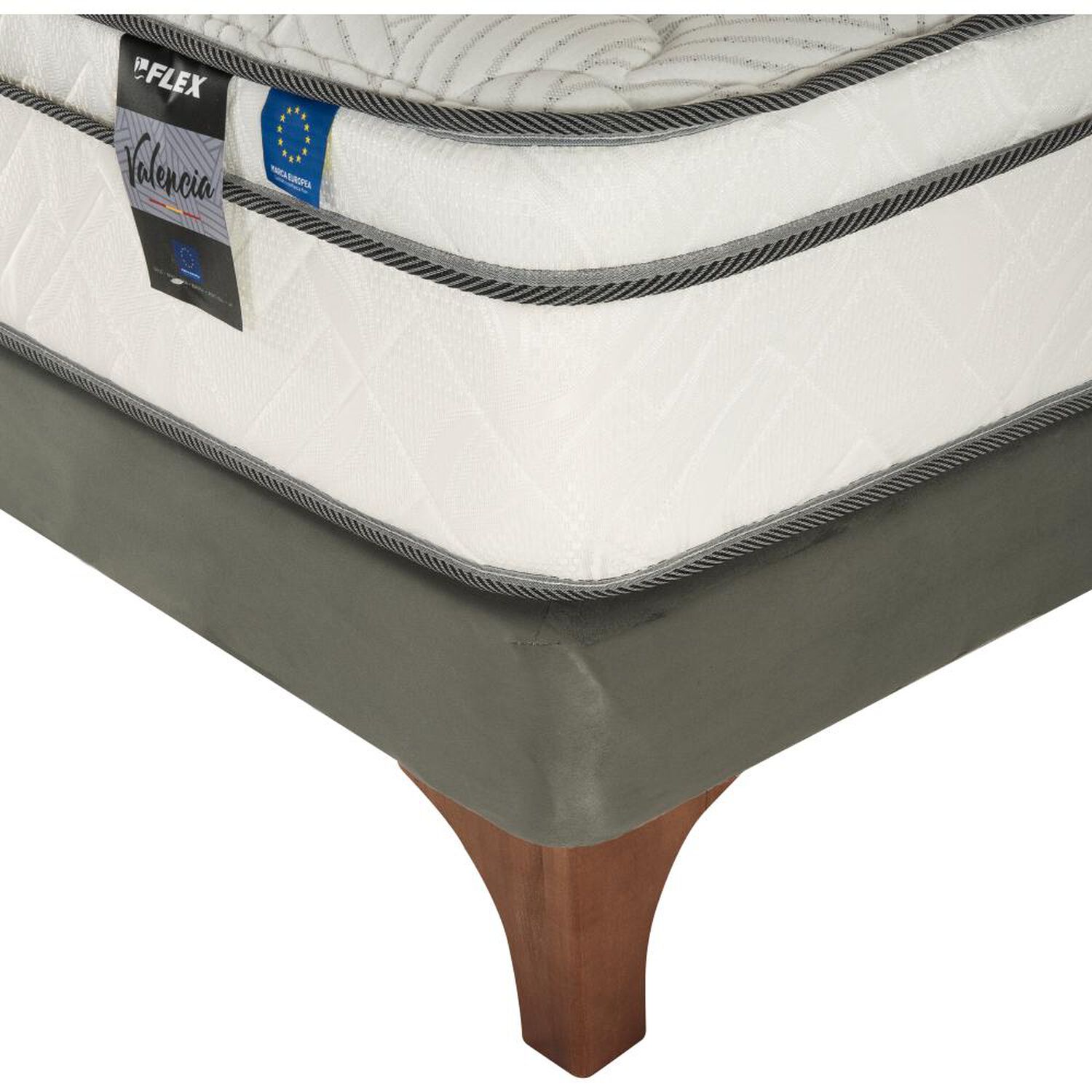 Cama Europea Flex Valencia / 2 Plazas / Base Divida + Set De Maderas image number 2.0