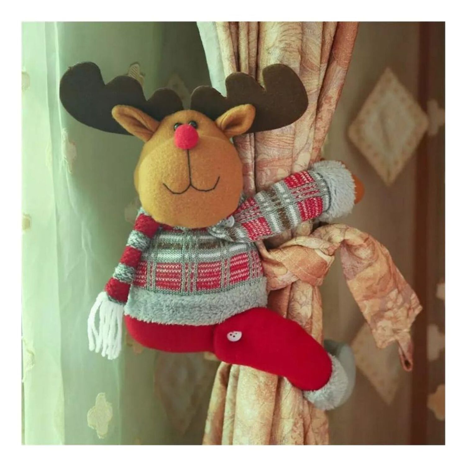 Mu&ntilde;eco Adorno De Navidad Para Cortina Reno image number 1.0