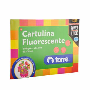 Cartulina Espa&ntilde;ola Fluorecente Carpeta De 6 Pliegos Colores Torre