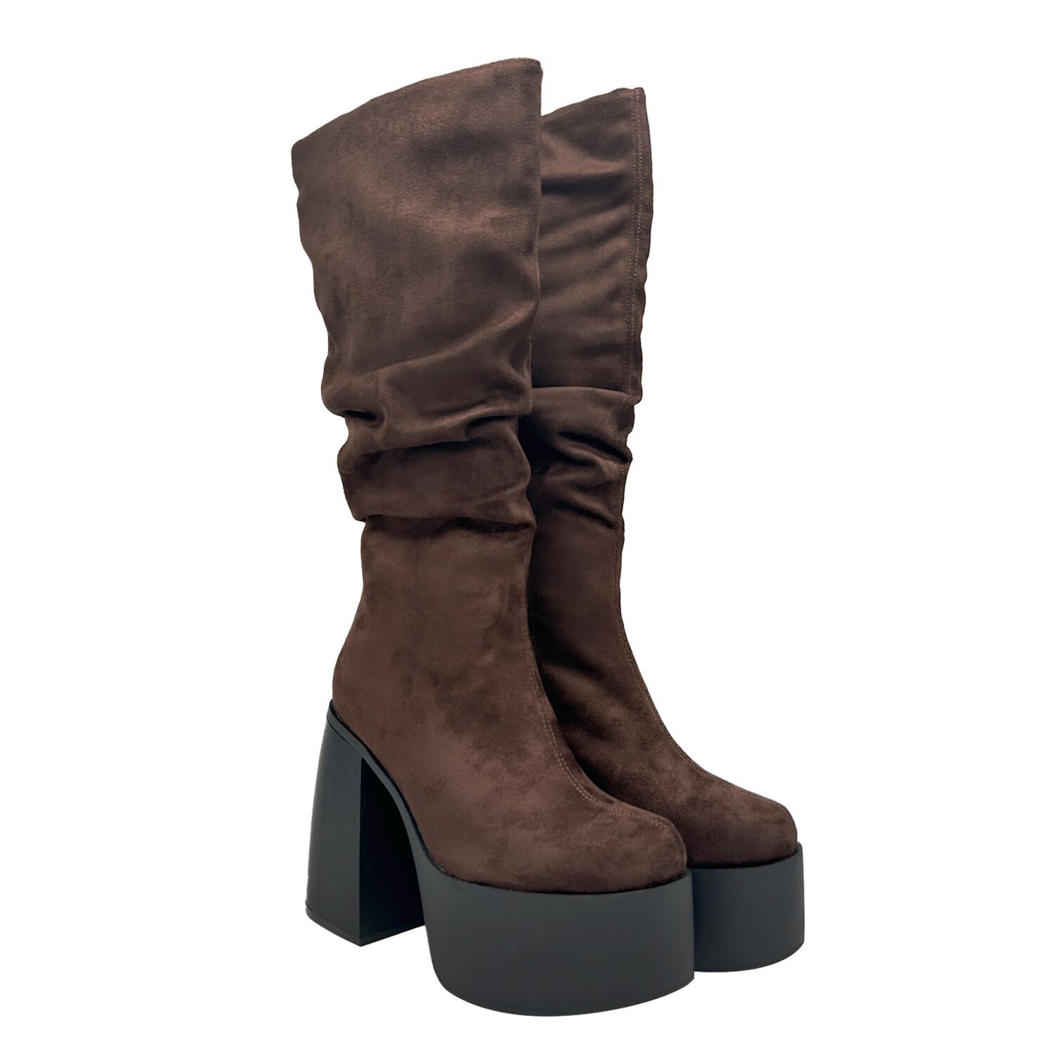 Bota Para Mujer Estilo Corrugado Y Platadorma Alta Cafe image number 2.0