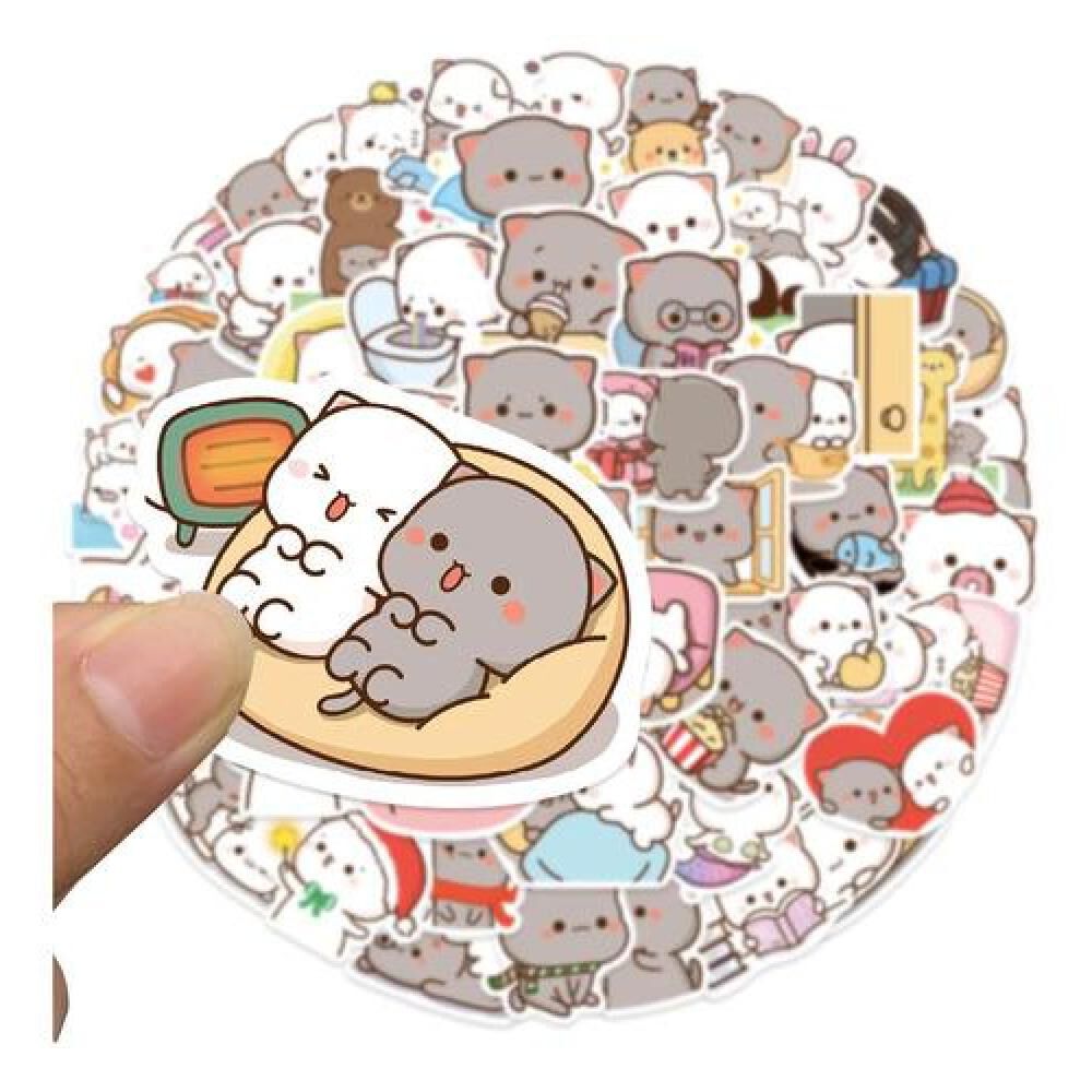 Set Stickers Calcomonias Mochi Mochi Peach Cat Gatitos Kawai image number 3.0