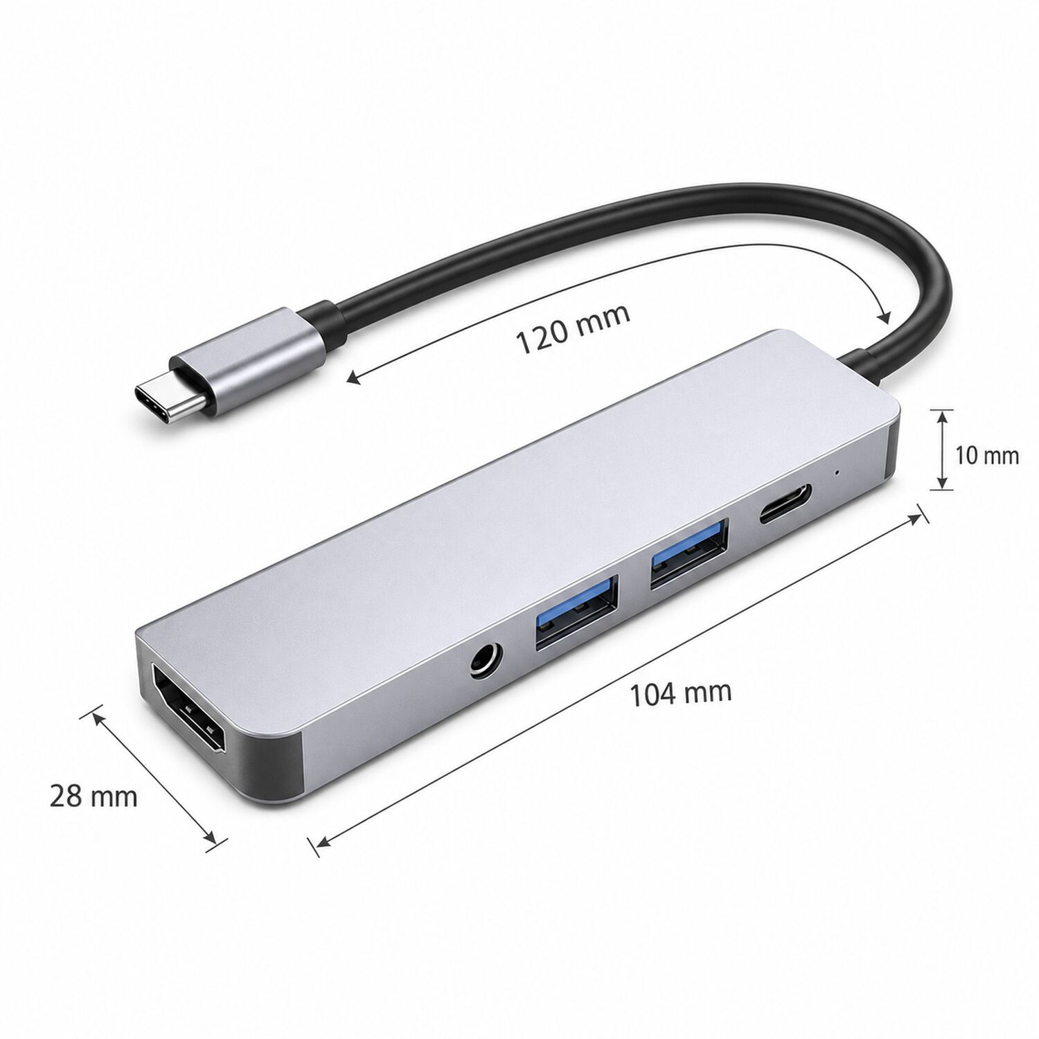 Adaptador Hub Usb-c Multipuertos 5 En 1 (hdmi, Jack, Usb, Usb C) image number 5.0