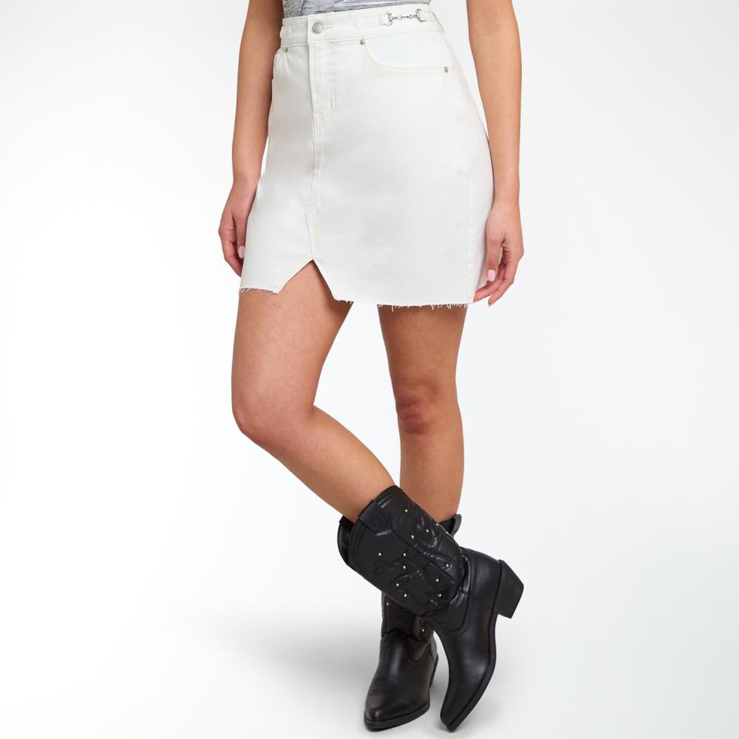 Falda Denim Con Hebilla Tiro Medio Regular Mujer Kimera image number 2.0