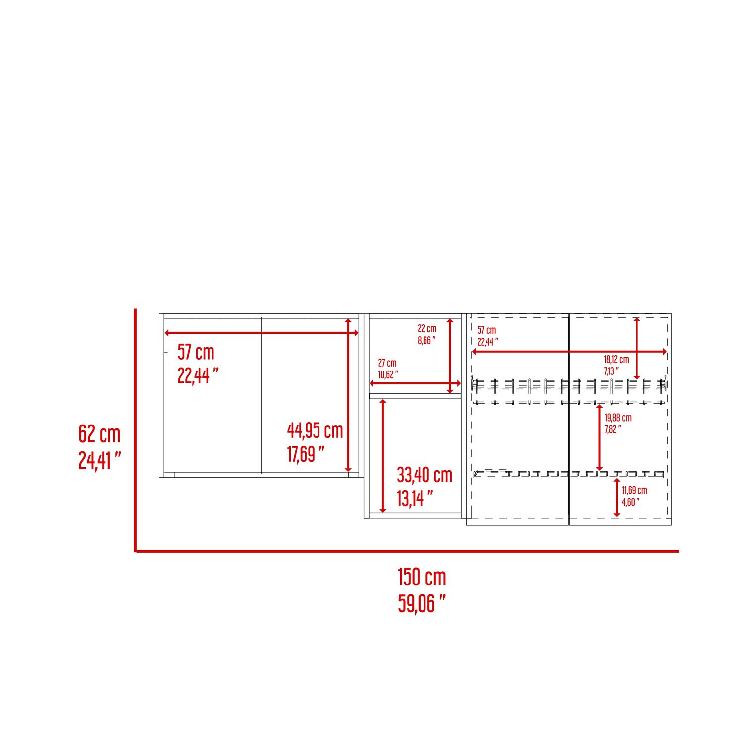 Mueble Superior De Cocina 62x150x34,5 Cm Caf&eacute; Claro image number 6.0