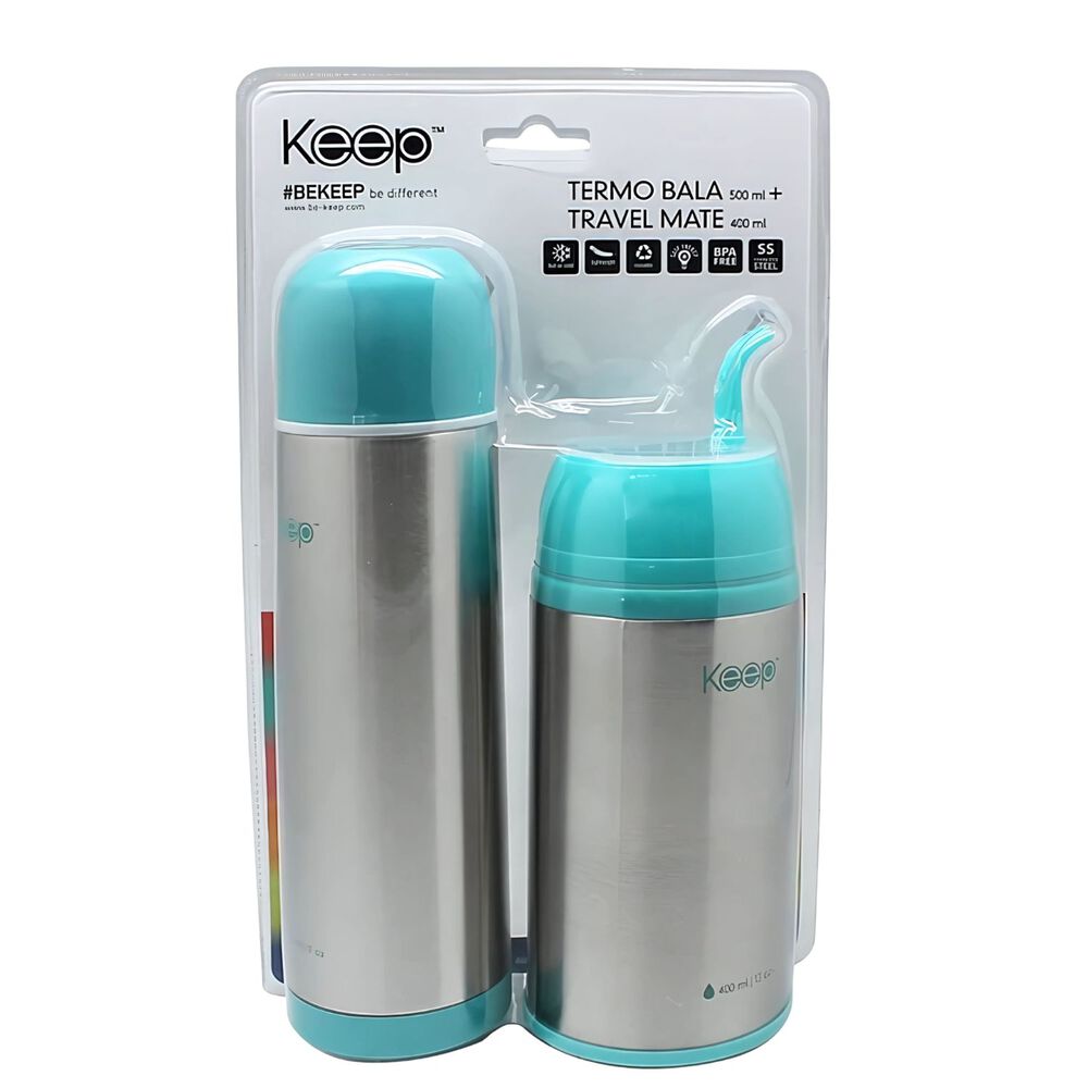 Set Termo Bala + Travel Mate Doble Pared Colores Keep - Ps image number 0.0