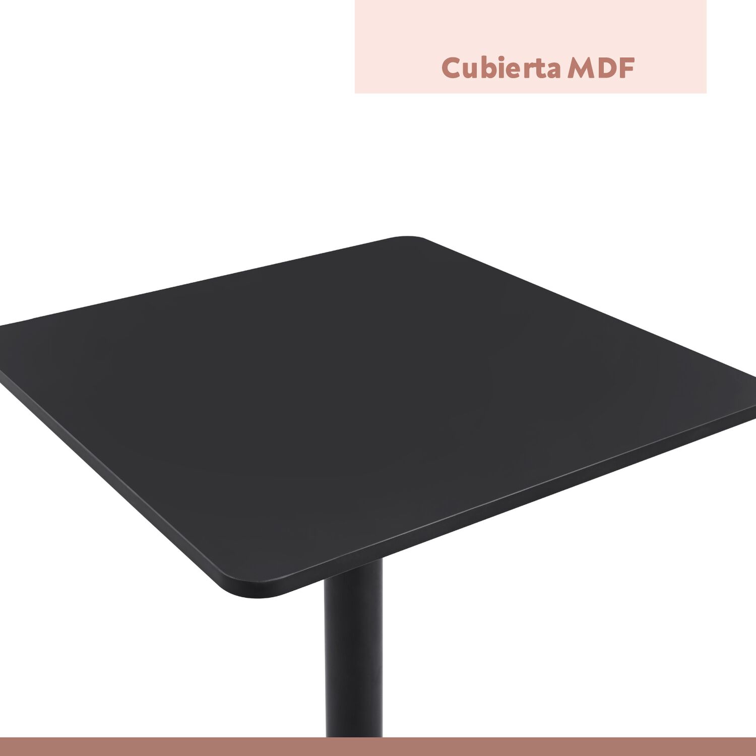 Mesa Restaurant 70x70 Tubo Metal Cubierta Mdf + 4 Sillas Restaurante - Negra image number 6.0